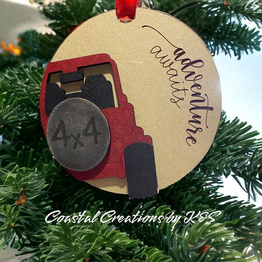 Holiday Ornament, Adventure Awaits/Jeep