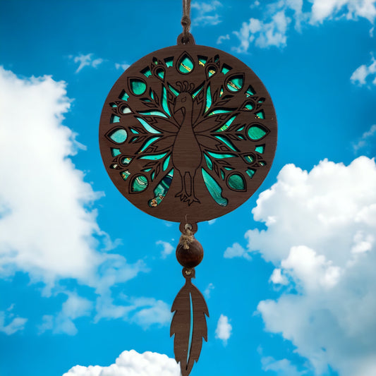 Suncatcher, Peacock w/ feather