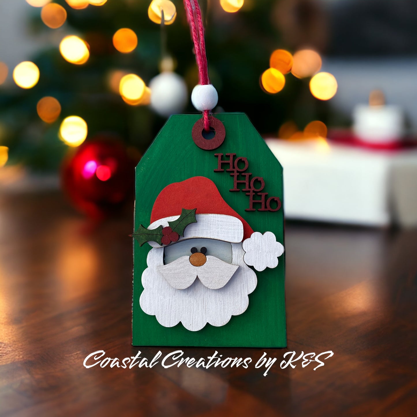 Holiday Ornament, Gift tag, Santa