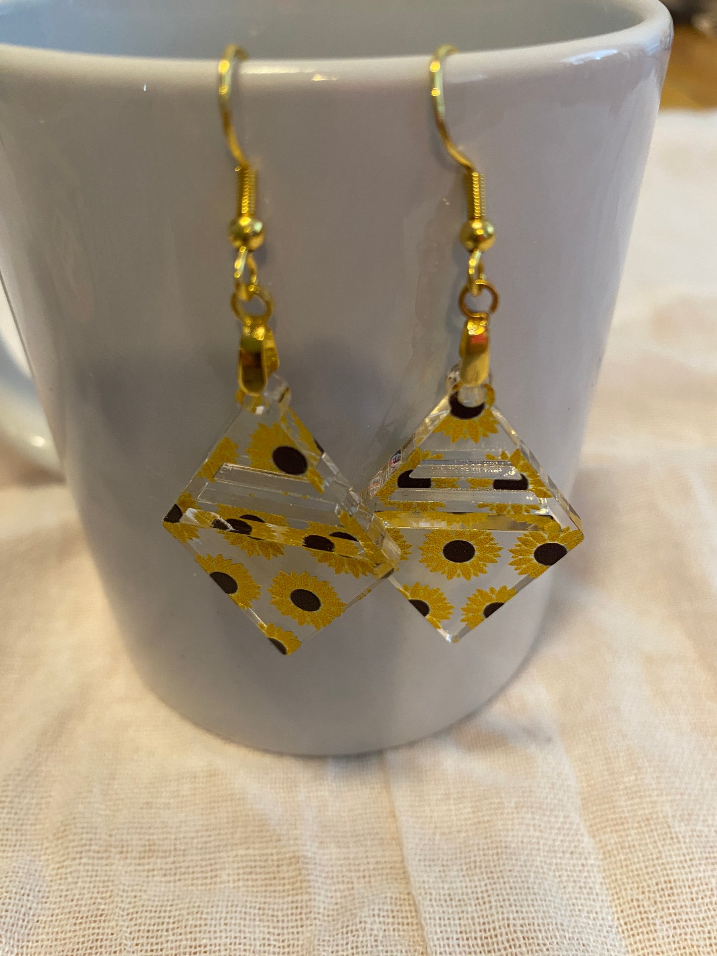 Earrings, Sunflowers, Acrylic